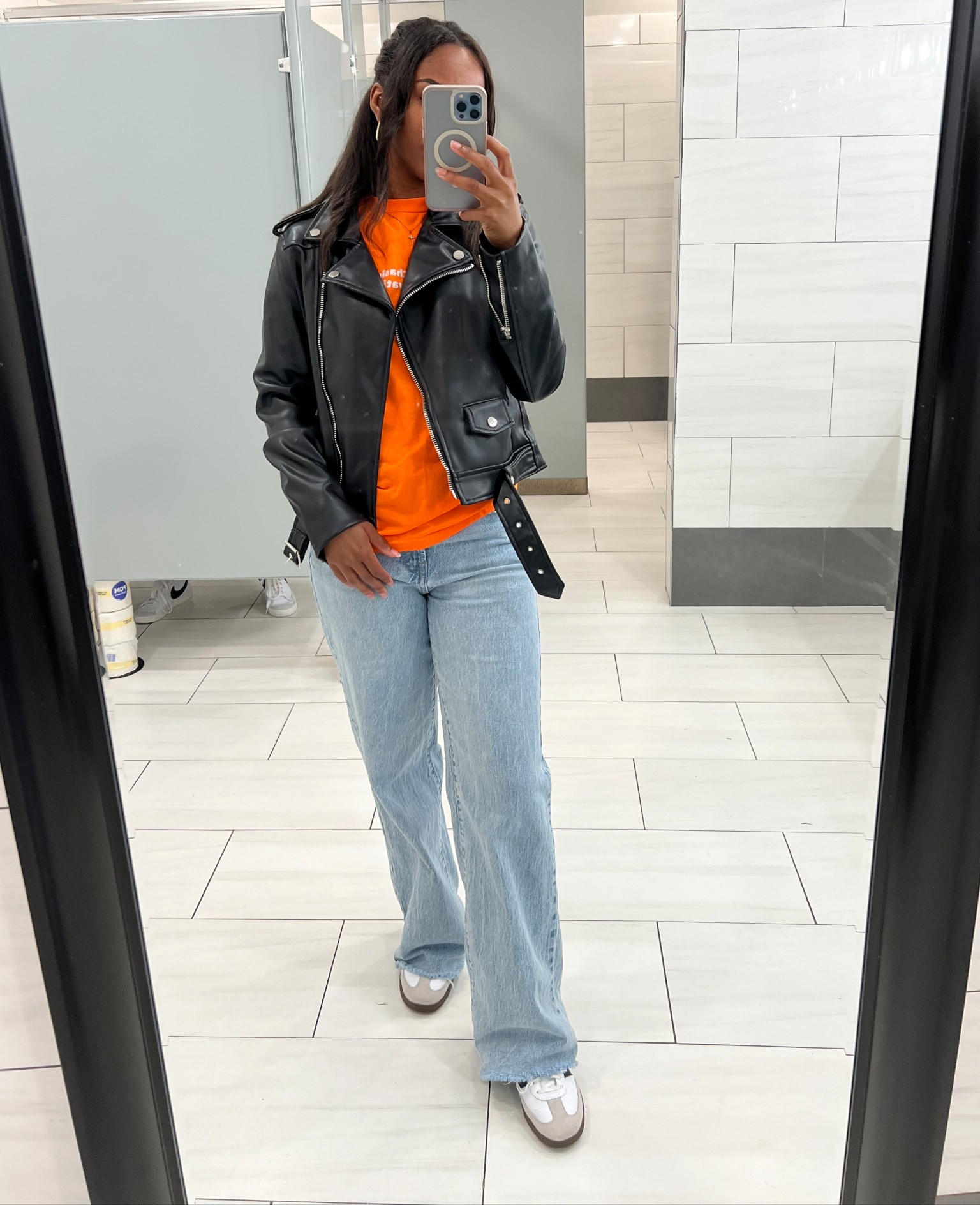 I’m wearing a Zara leather jacket but added some Amazon dupes! Size medium for reference. Perfect throw on for a fall option or rainy day! 

Also added my faveee high rise wide leg jeans right now - the Carla! Available in so many sizes! I’m wearing a 2/26

#LTKStyleTip #LTKFindsUnder50