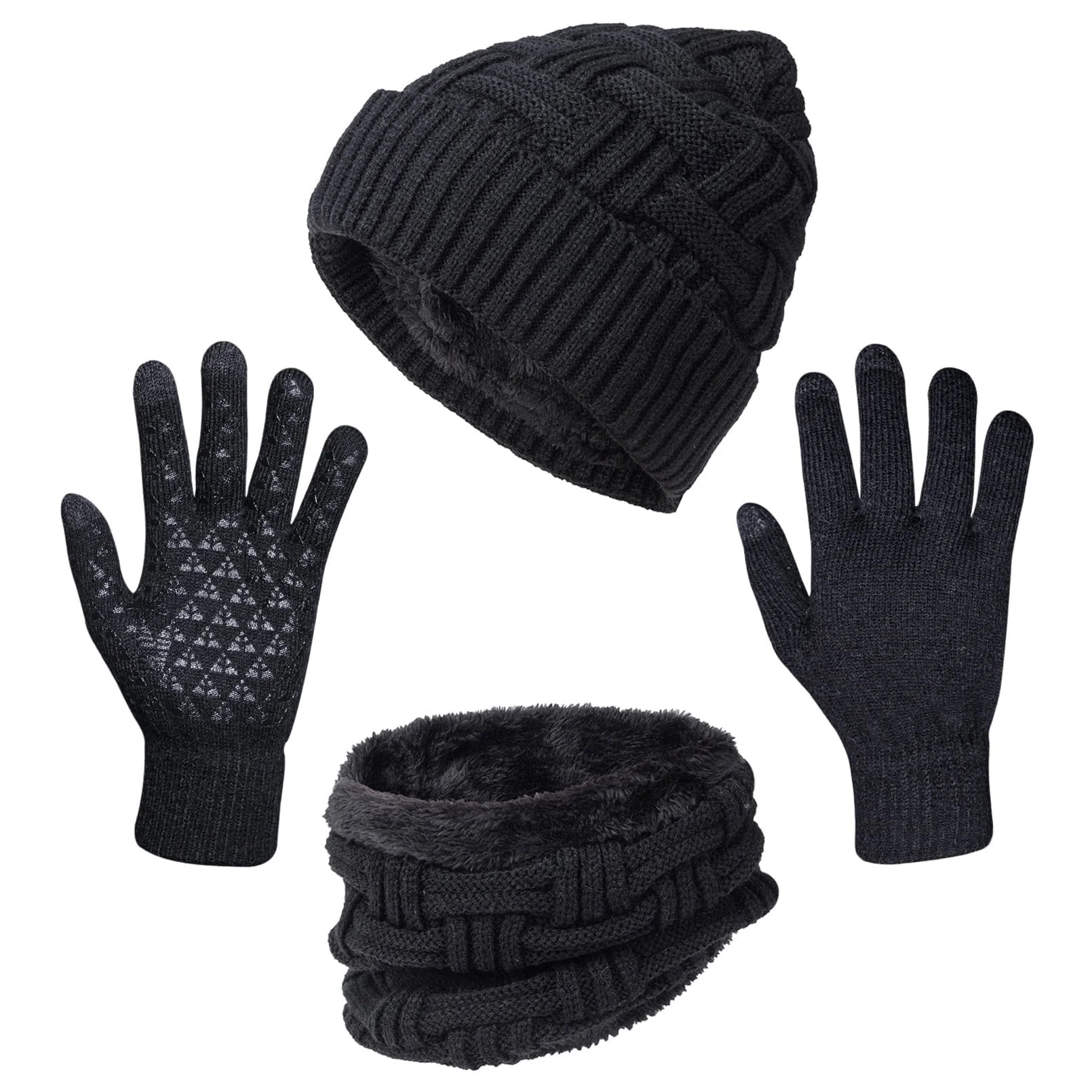 Loritta 3 Pcs Men Winter Beanie Hat Casual Scarf and Touch Screen Gloves Set for Men - Walmart.co... | Walmart (US)