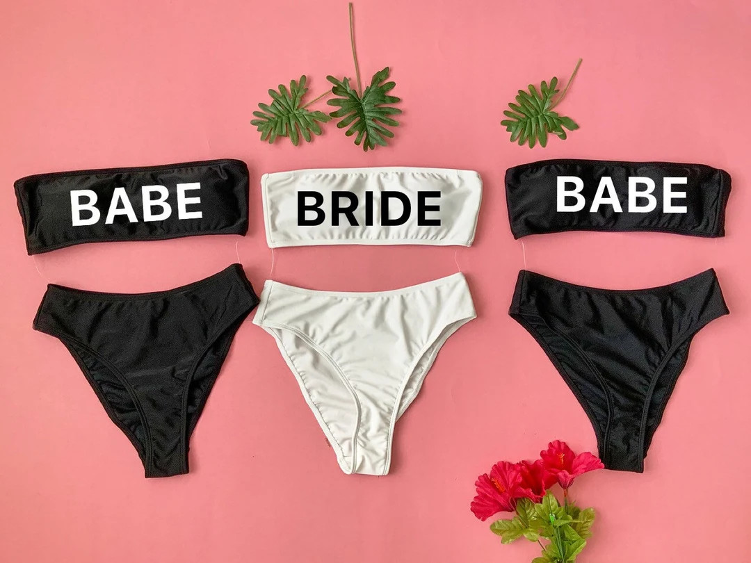 Personalized TUBE TOP Bikini by SET/ Bridesmaid Gifts/ Beach Bikini/ Bachelorette Party Bikini/ H... | Etsy (US)