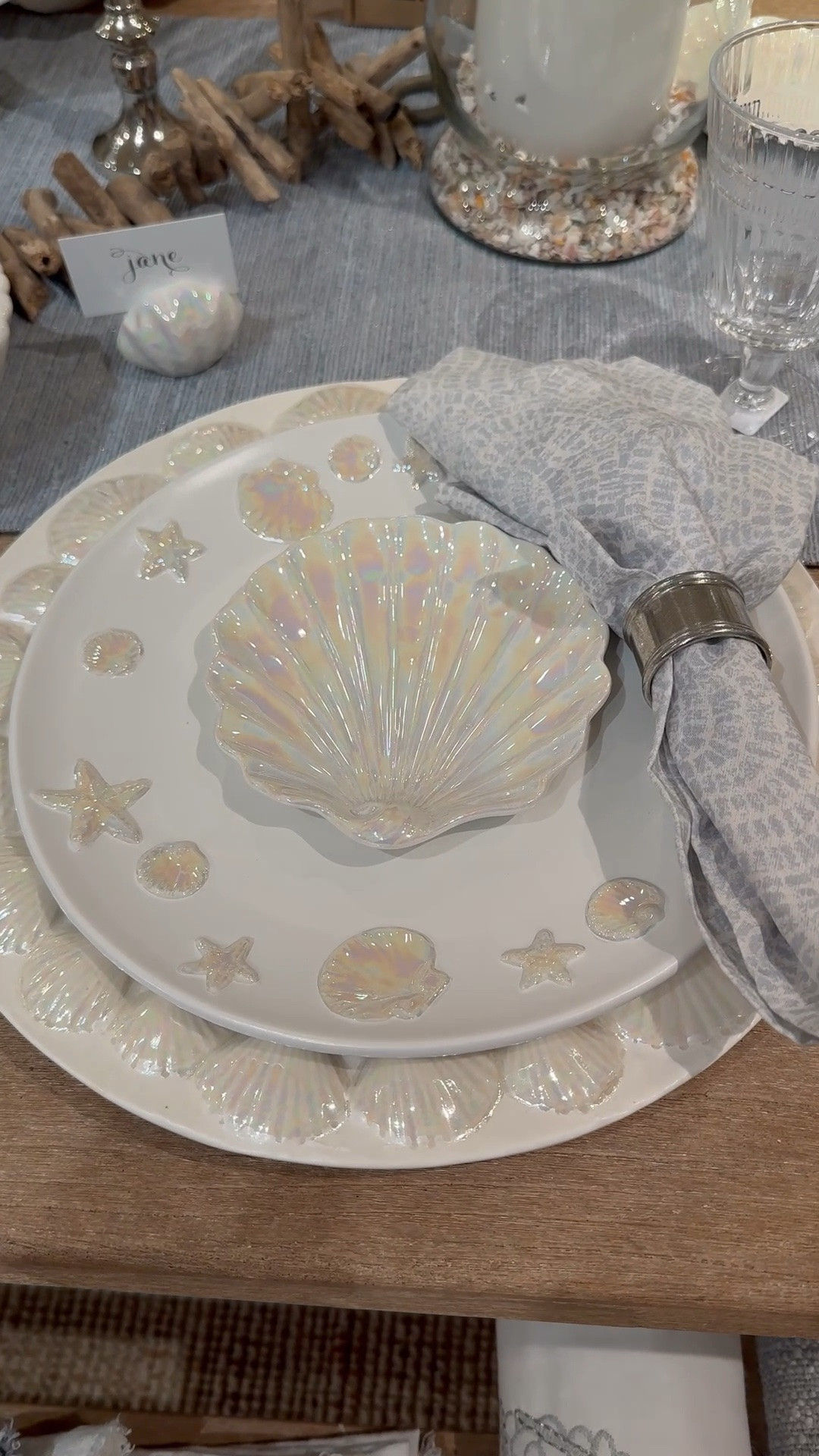Perfect coastal table top decor
Place setting, table setting, beach house, home entertaining 
￼￼

#LTKHome #LTKdayinmylife #LTKSeasonal