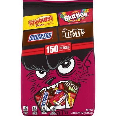 Starburst, Snickers, Skittles, M&M's Halloween Fun Size Candy Variety Pack - 67.59oz/150ct | Target