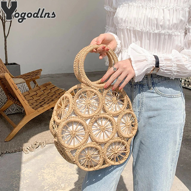 Fashion Rattan Hollow Straw Handbags Women Handmade Wicker Woven  Summer Beach Crossbody Bags Fem... | AliExpress (US)