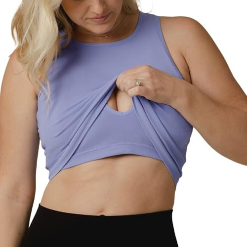 Kindred Bravely Sublime Maternity Longline Nursing & Maternity Bra for Breastfeeding | Nursing Tank Tops (Blue Wisteria, 1X Busty) | Amazon (US)