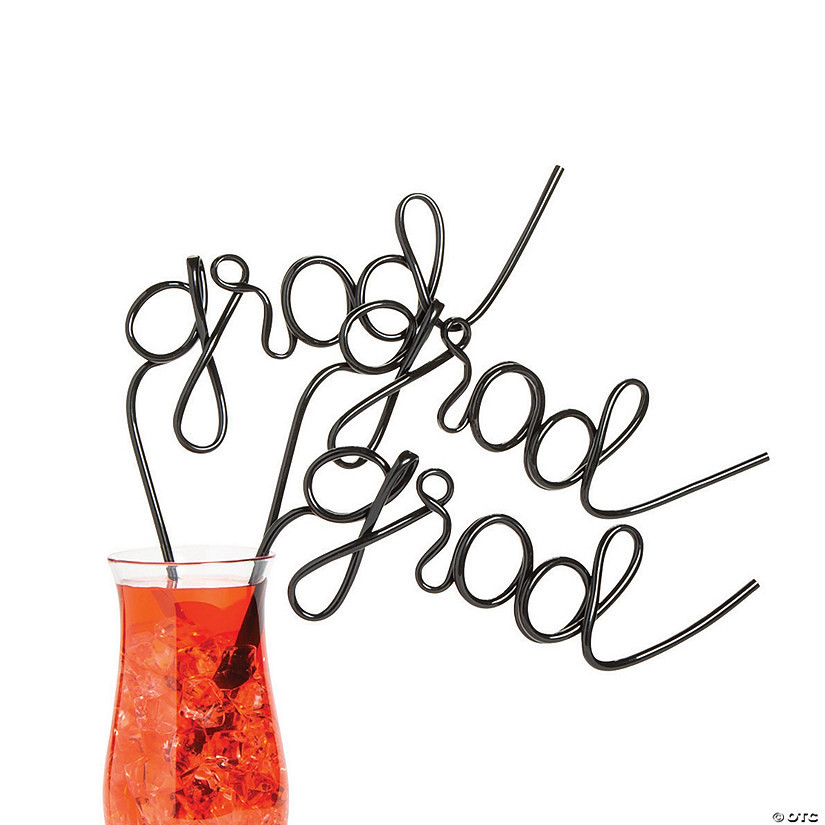 9" x 9" Graduate Black BPA-Free Plastic Silly Straws - 6 Ct. | Oriental Trading Company