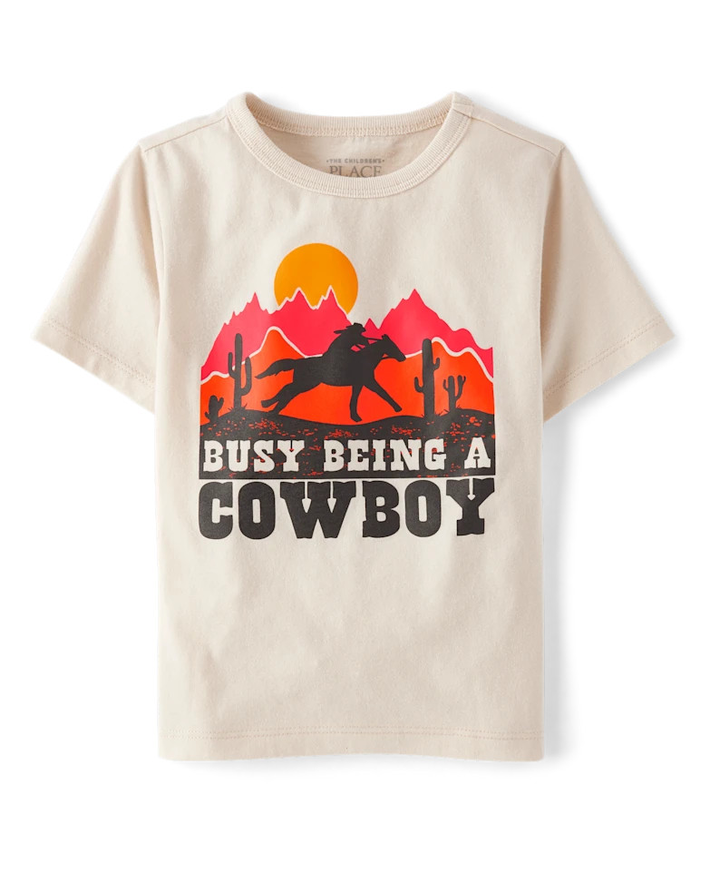Baby And Toddler Boys Cowboy Graphic Tee - hay stack | The Children's Place