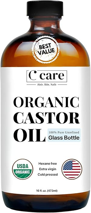 Castor Oil 100% Pure Organic Cold Pressed Unrefined Glass Bottle | USDA Certified Organic | Hexan... | Amazon (US)