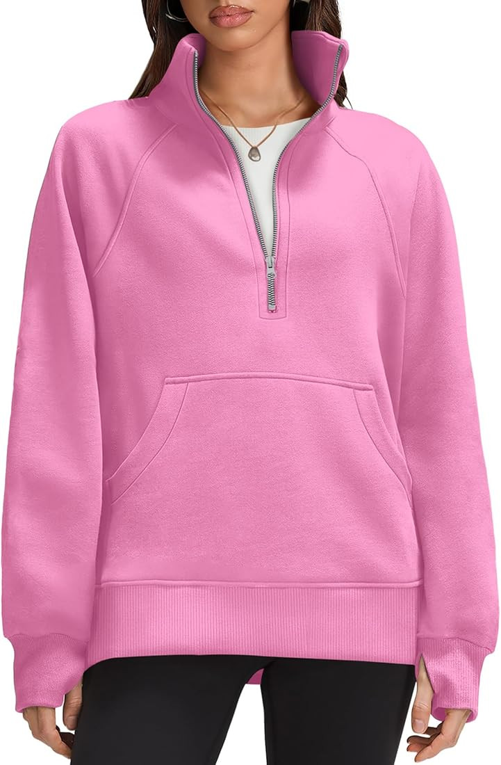 OFEEFAN Quarter Zip Sweatshirts For Women Pullover Oversized Hoodies Sweaters Fall Outfits Winter... | Amazon (US)