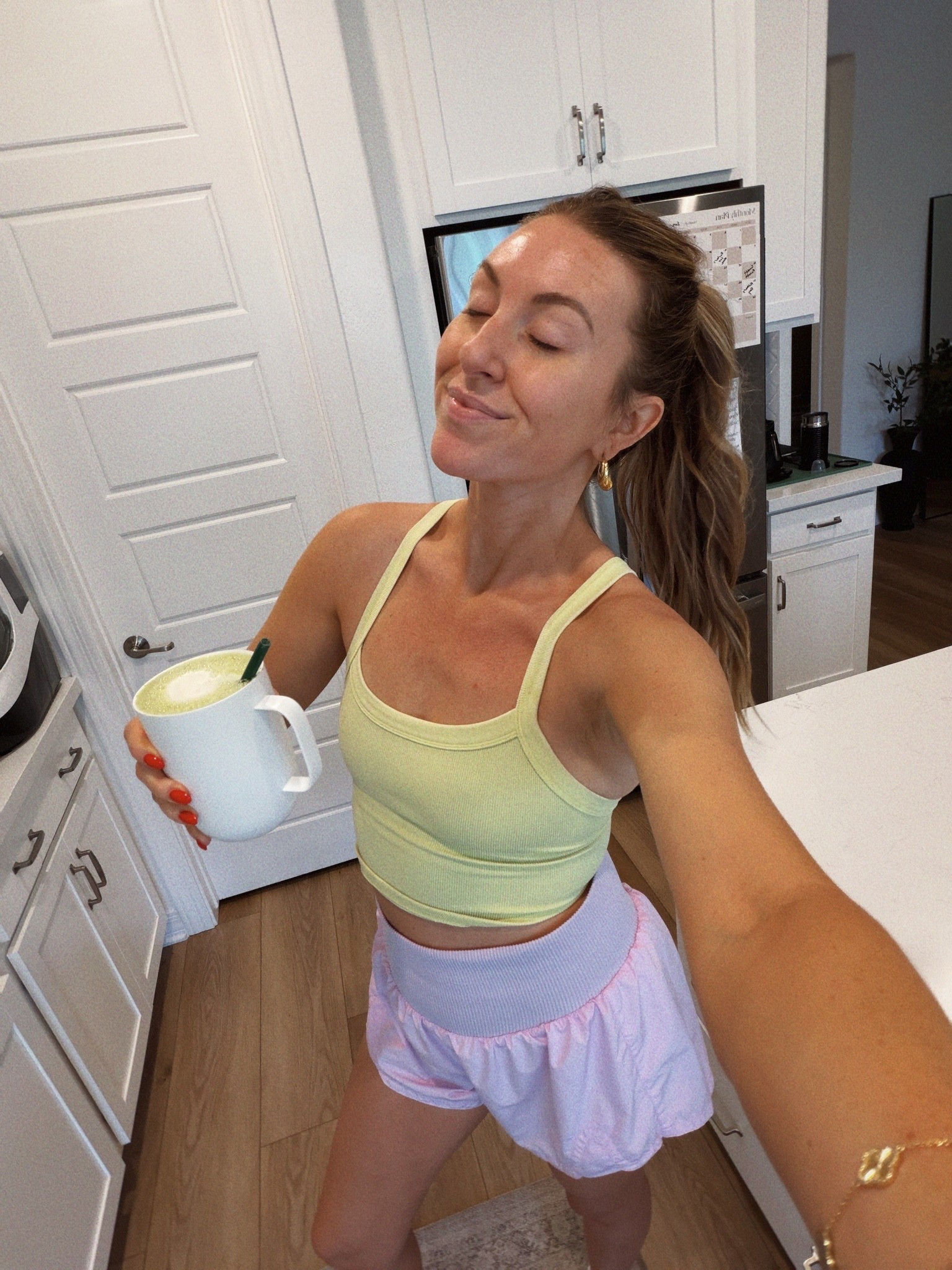 My go-to workout outfit! Wearing XS/S tank and medium shorts