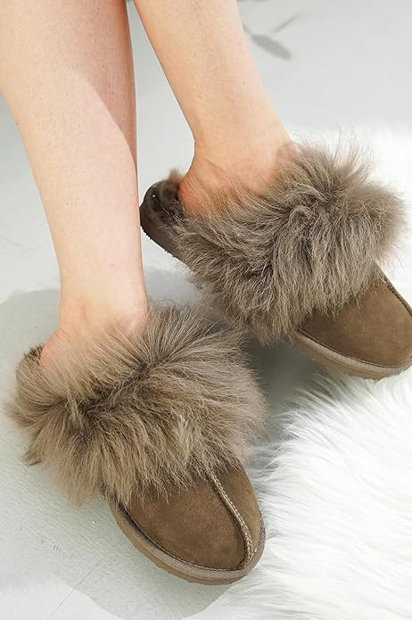 Project Cloud House Slippers for Women - 100% Sheepskin Upper & Dyed Sheep Fur - Memory Foam Wome... | Amazon (US)