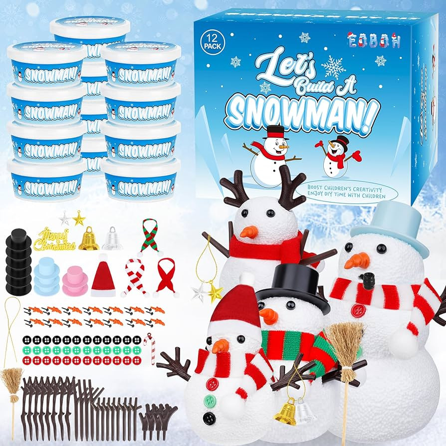 12 Pack Christmas Craft, DIY Snowman Kit for Kids, Build a Snowman Kit Indoor Decorations, Creati... | Amazon (US)
