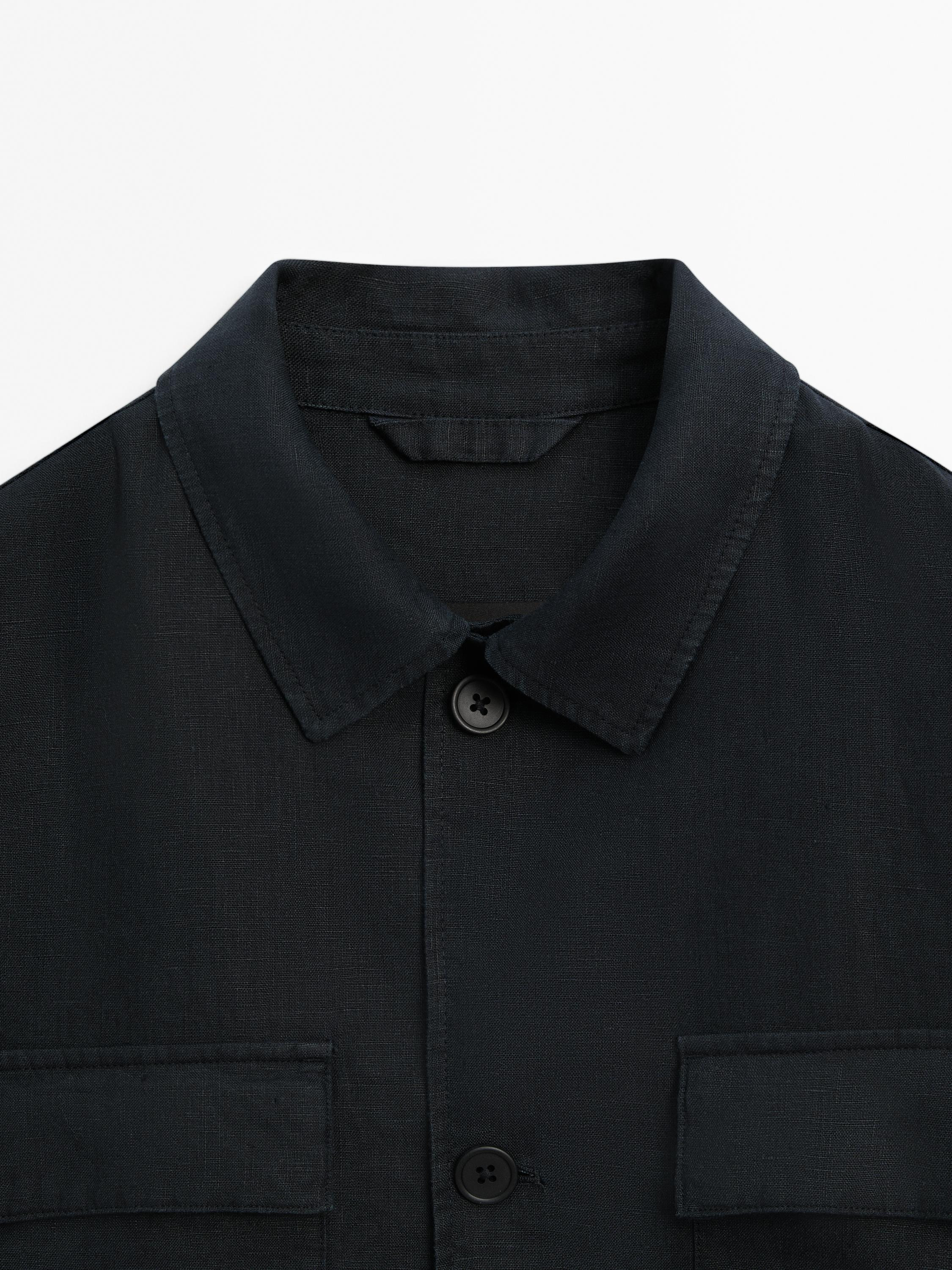 100% linen jacket with pockets | Massimo Dutti US