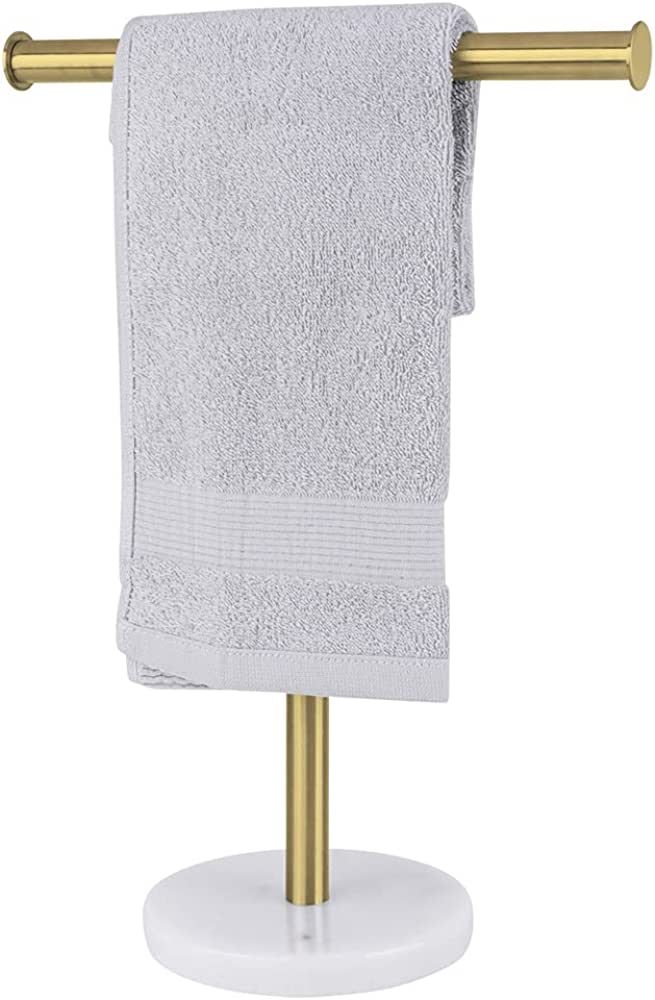 neutral brand Countertop Towel Rack with Heavy Marble Base T-Shape Bathroom Hand Towel Holder Sta... | Amazon (US)