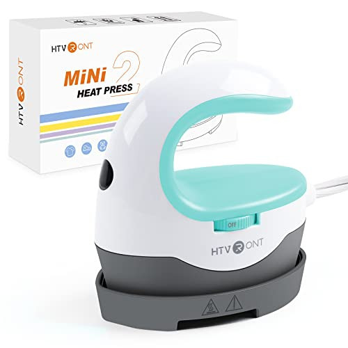 HTVRONT Heat Press Mini Heat Press Machine, Small Heat Press Portable Iron Press Machine for T Shirts, Hats, Heating Transfer Projects (Mint) | Amazon (US)