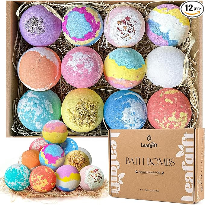 Bath Bombs Gift Set, 12pcs Handmade Bath Fizzies with Natural Sea Salt Cocoa & Shea Butter, Perfe... | Amazon (US)