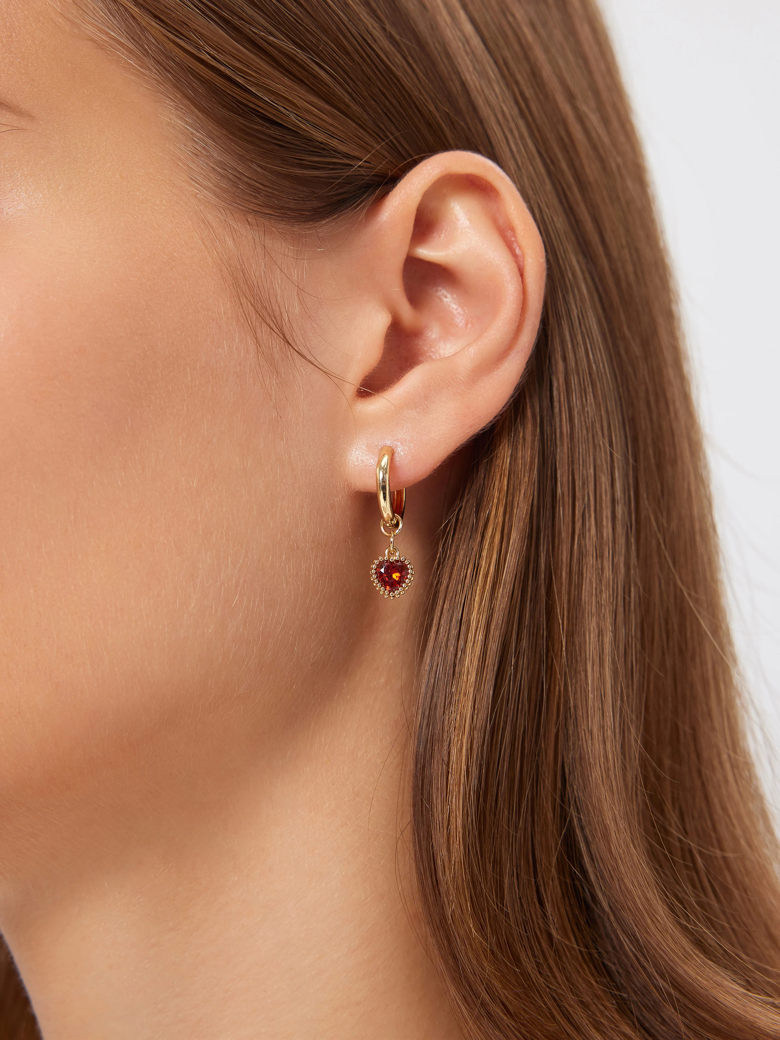 Heart Design Birth Month Hoop Earrings | Cider