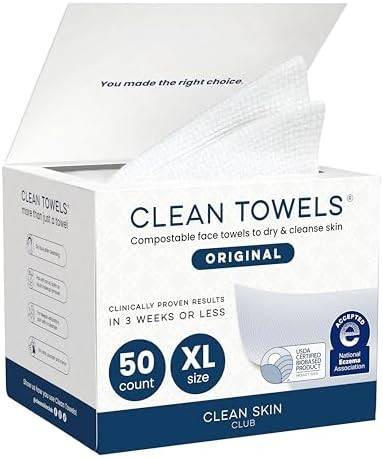 Clean Skin Club Clean Towels XL®, 100% USDA Biobased Face Towel, Disposable Face Towelette, Ecze... | Amazon (US)