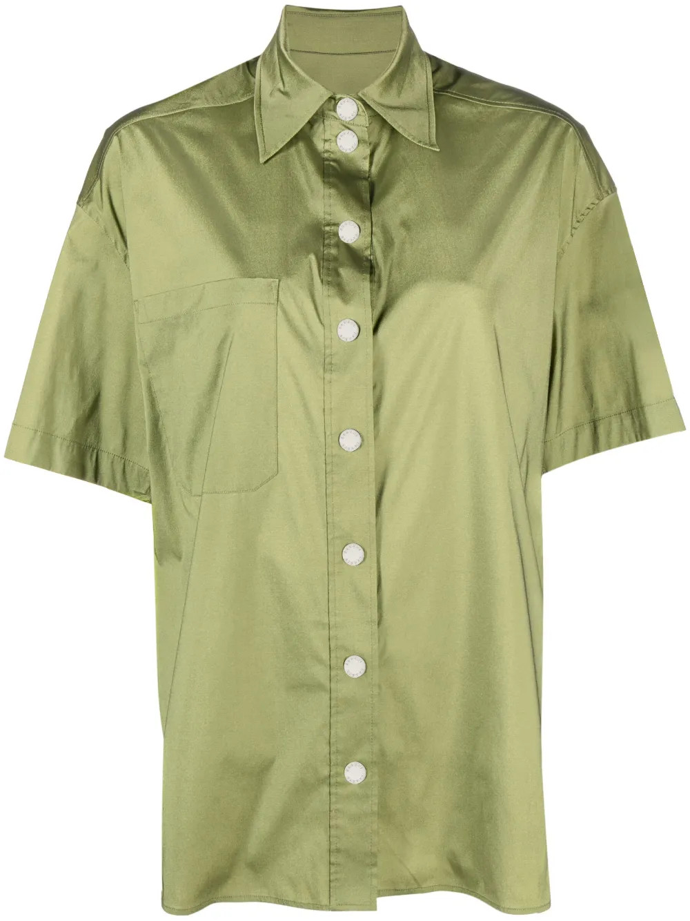 SANDRO short-sleeved Satin Shirt - Farfetch | Farfetch Global