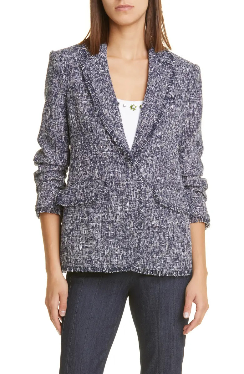Cinq à Sept Khloe Fringe Detail Tweed Blazer | Nordstrom | Nordstrom