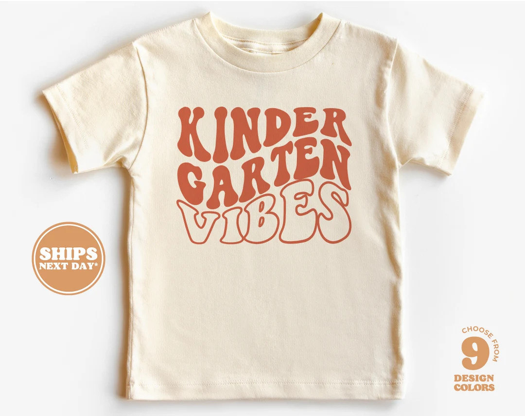 Back to School Shirt - Kindergarten Vibes Kids Shirt - First Day of School Retro Natural Infant, ... | Etsy (US)