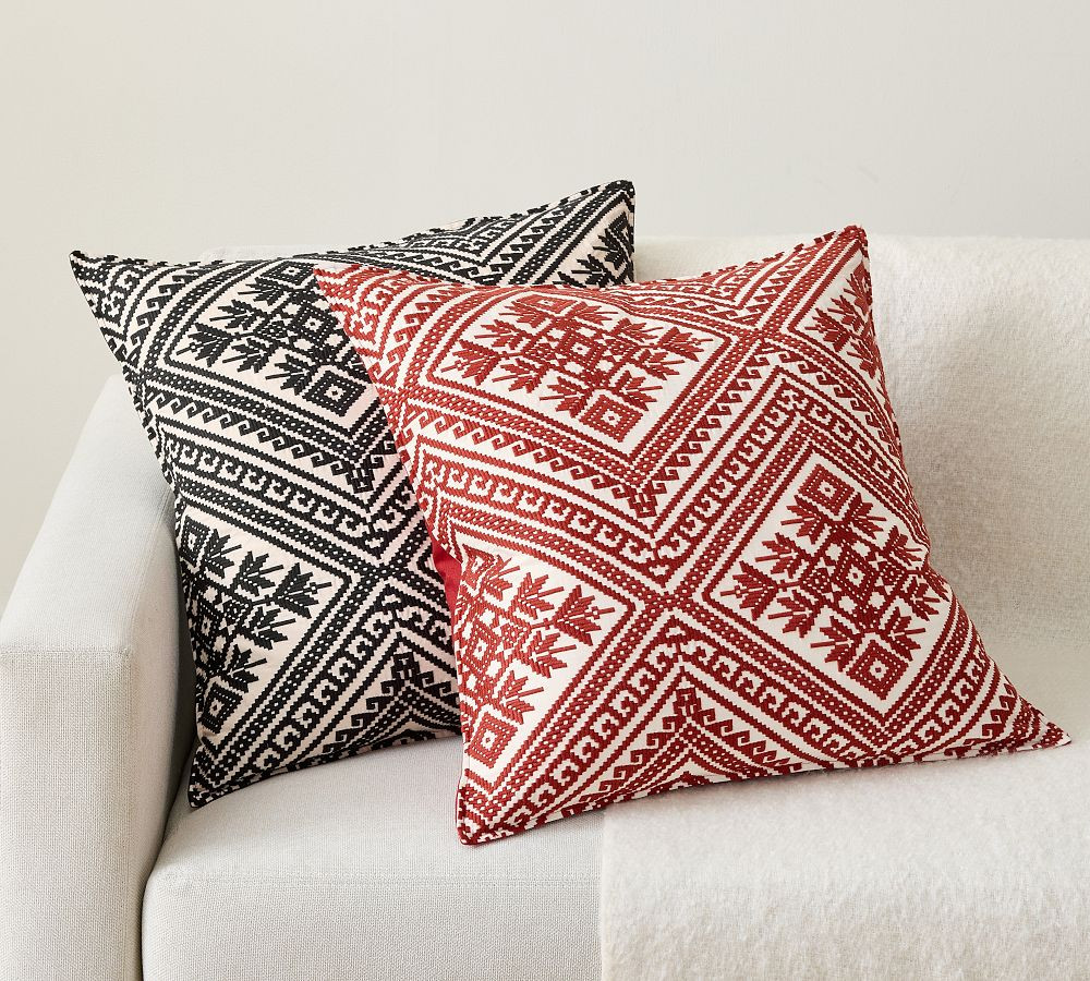 Fair Isle Embroidered Pillow | Pottery Barn (US)