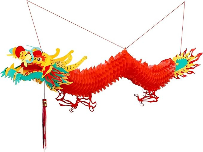 3D Chinese Paper Dragon Garland, Hanging Decoration for New Year Party Mid-Autumn Festival Spring... | Amazon (US)