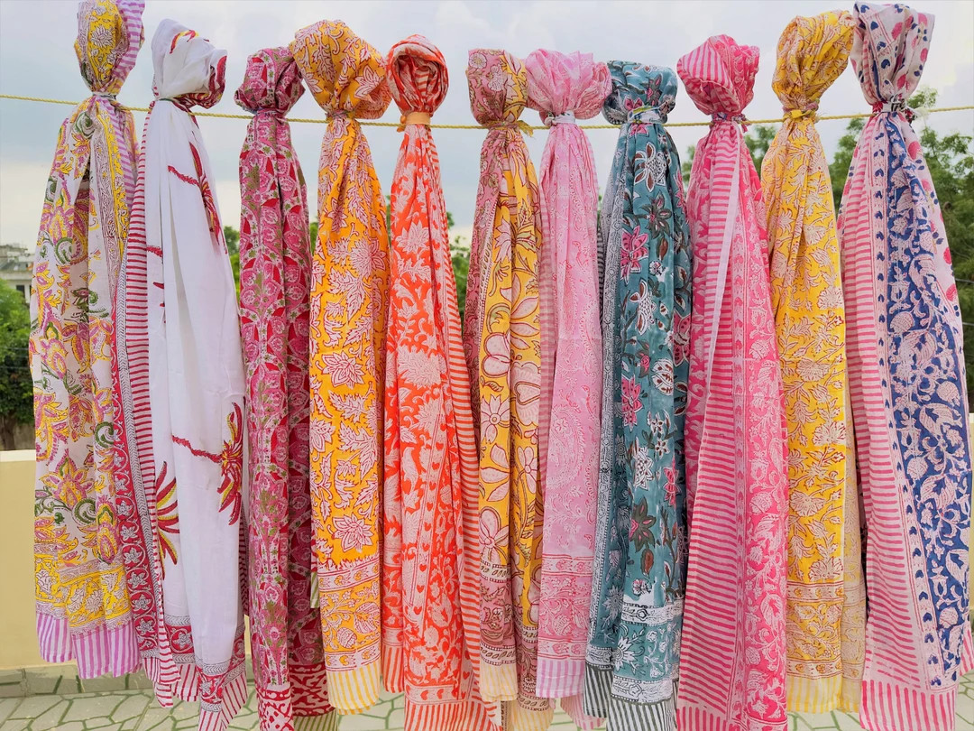 Cotton Beach Sarong Indian Hand Block Print Beach Sarongs Soft Voile Fabric Summer Pareo Gift for... | Etsy (US)