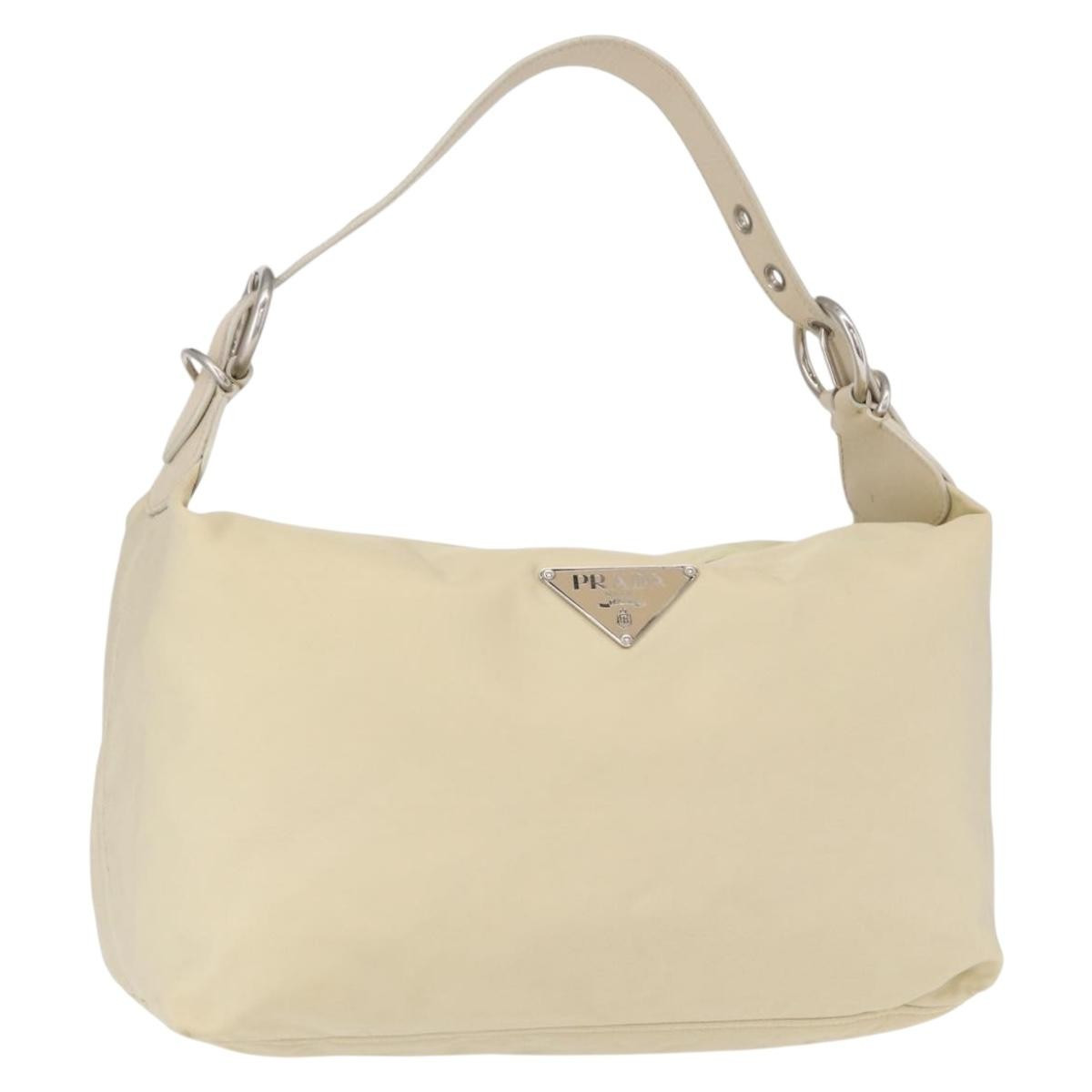 PRADA Shoulder Bag Nylon Beige Silver Auth mr1636 | eBay US