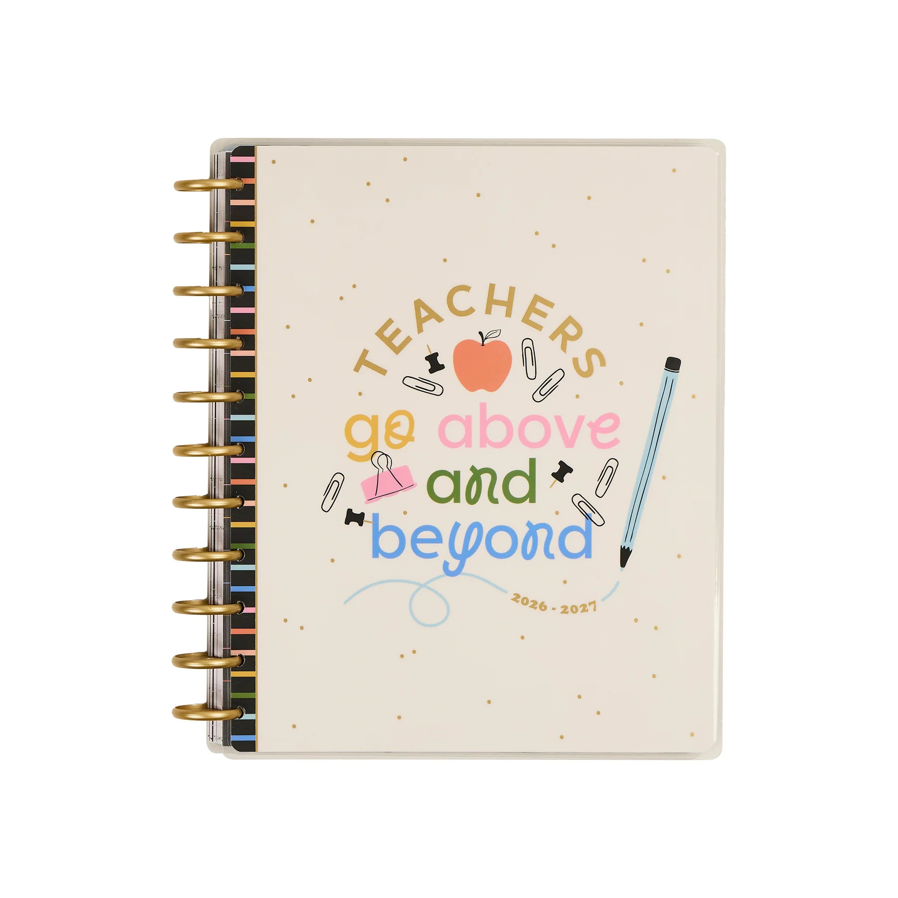 2026\u20132027 School Doodles Ivory Customizable Teacher Planner - Big Teacher Layout - 12 Months | Happy Planner