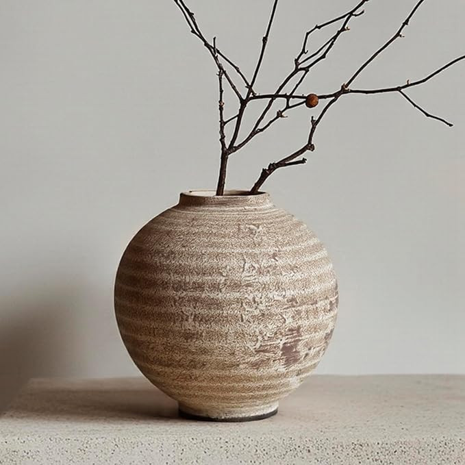 DIF DECO Ceramic Farmhouse Vase Rustic Decor,Pottery Decorative Flower Vases for Home Decor,Boho ... | Amazon (US)