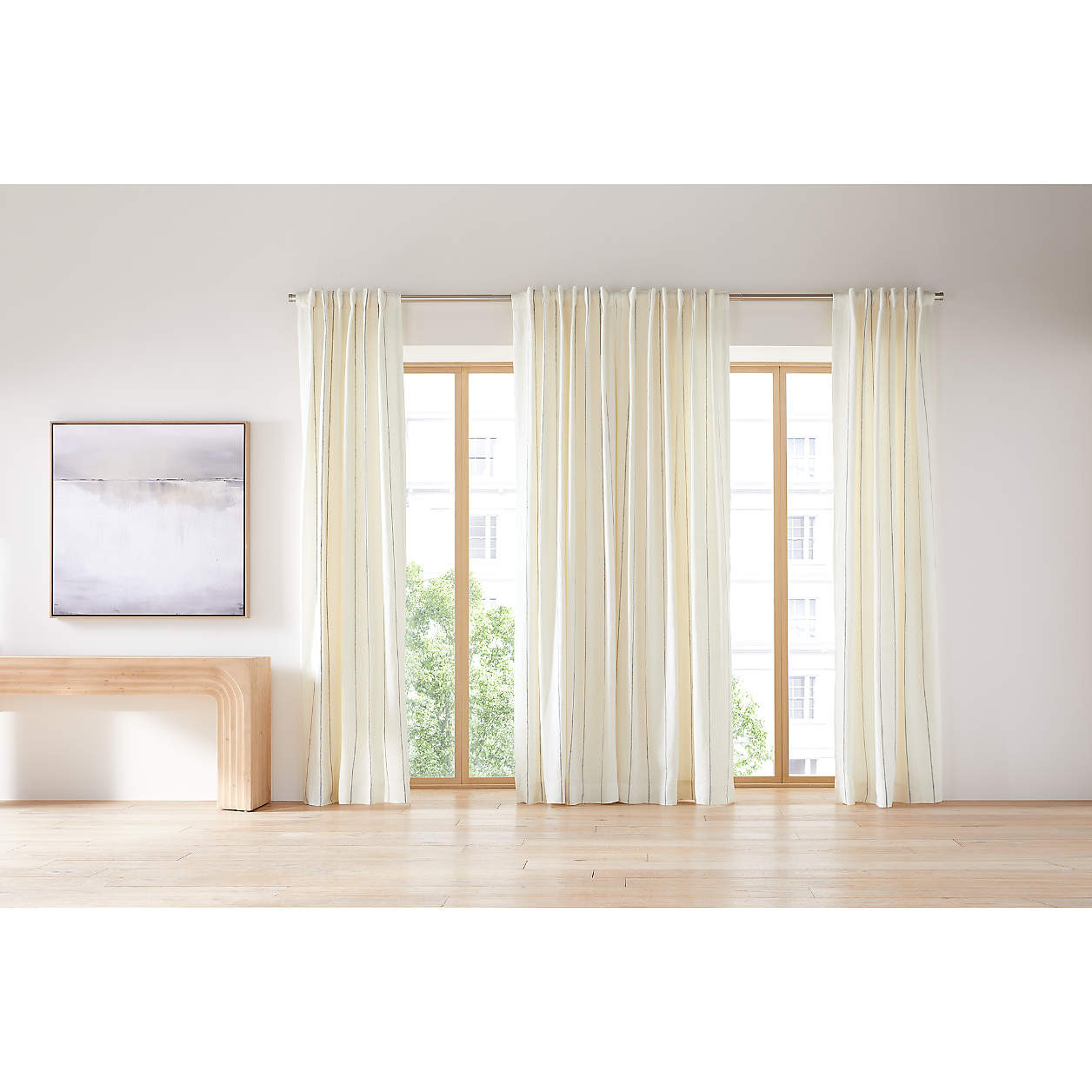 Brushed Nickel 1.5" Standard Curtain Rod and Round End Cap Finials Set 88"-120" + Reviews | Crate... | Crate & Barrel