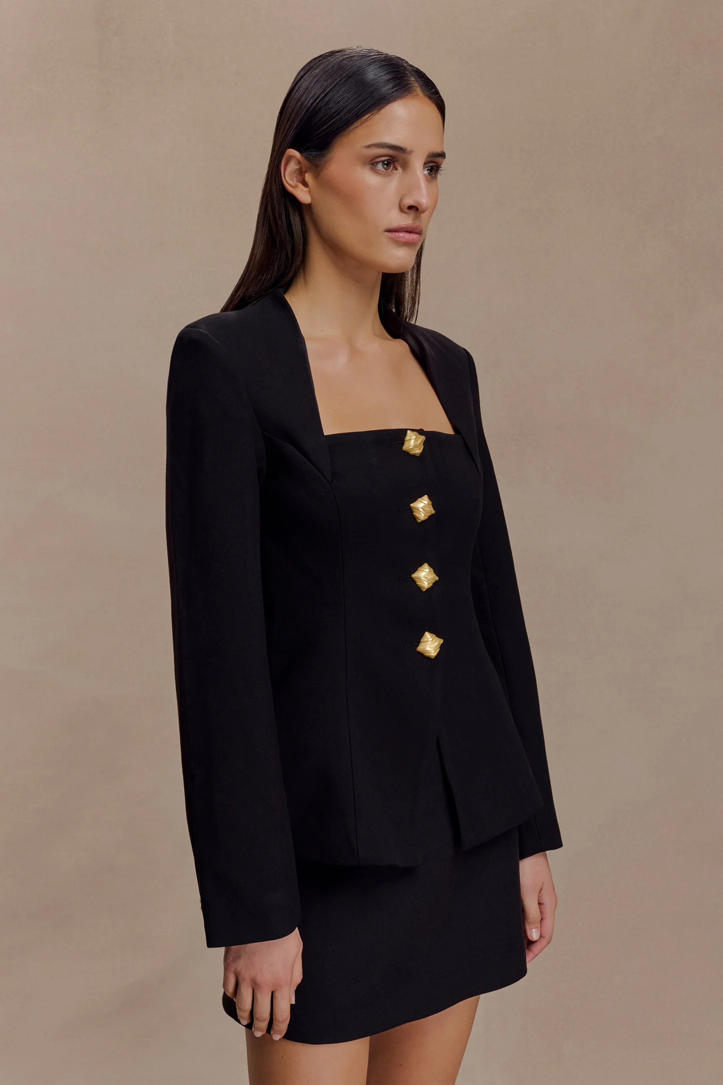 Gina Suiting Mini Skirt - Black | Meshki UK