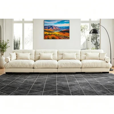 166" Cream Velvet Cloud Modular Sectional Sofa, Deep Seat, No Assembly | Wayfair North America