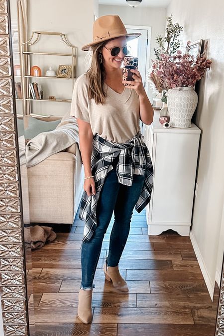 Fall outfit. Pink lily code Dorothy20 for 20% off the jeans, flannel plaid shirt and vneck tee. 

Pumpkin patch outfit. Casual outfit ideas. Soccer mom. Mom fashion. Fall style. Pink lily try on. Every day casual outfits. Mom pink lily favorite and fall dresses linked below. 

#LTKstyletip #LTKSeasonal #LTKunder50
