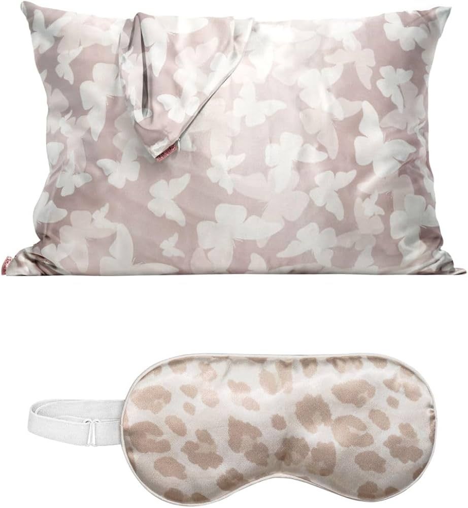 Kitsch Satin Pillowcase (Standard, Champagne Butterfly) & Satin Sleep Mask with Discount | Amazon (US)