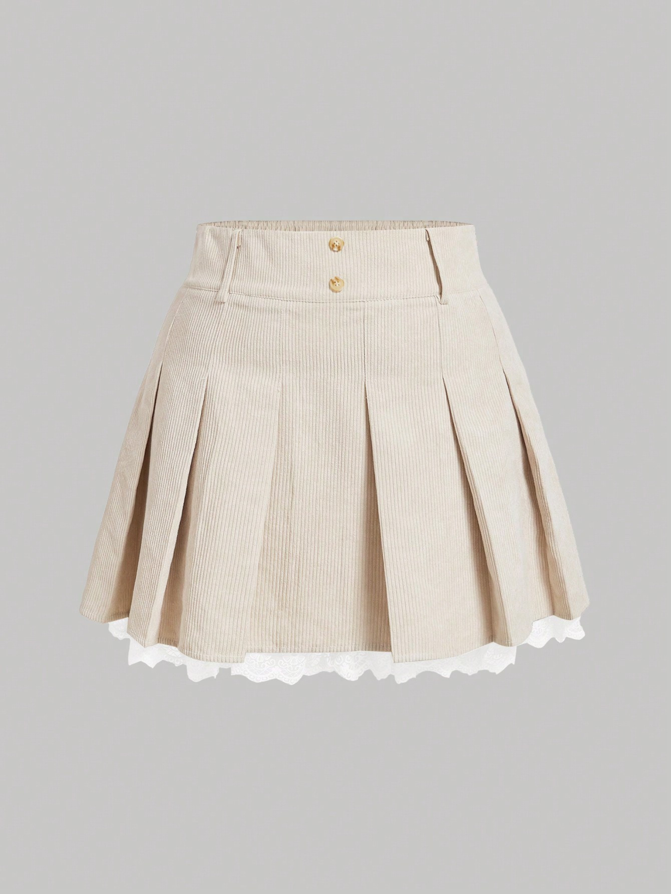 SHEIN MOD Plus Size Women's Lace Patchwork Pleated Mini Skirt | SHEIN