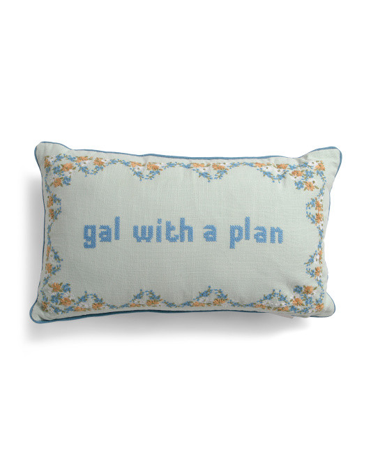 14x24 Gal With A Plan Needlepoint Embroidery French Knot Pillow | TJ Maxx