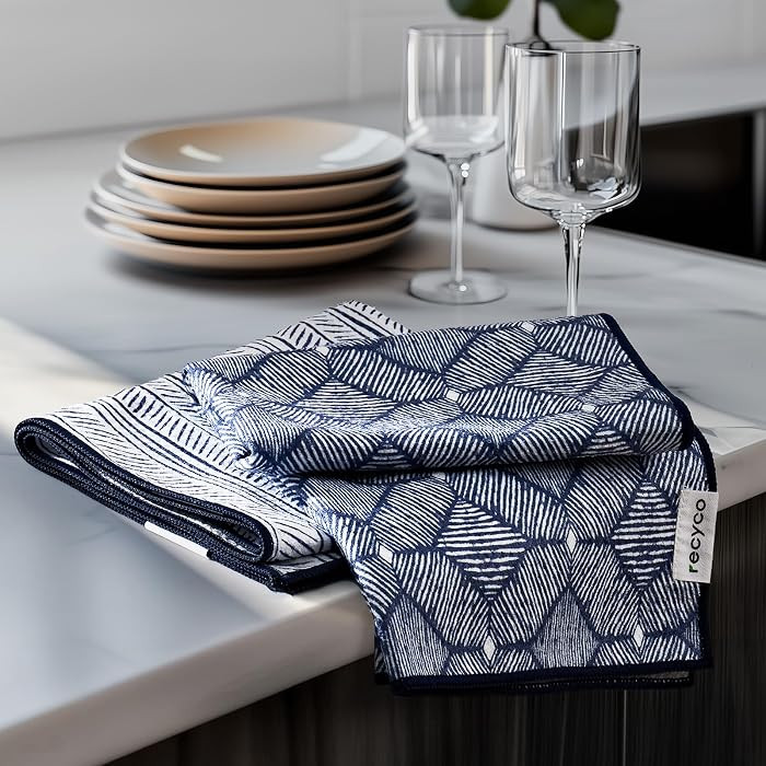 RECYCO Waffle Kitchen Towel Set of 2 - Quick Dry Microfiber Sustainable Dish Towels - Ultra Absor... | Amazon (US)
