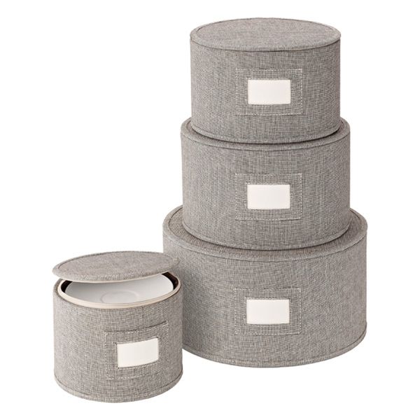 4-Piece Brown Twill Plate & China Storage | The Container Store