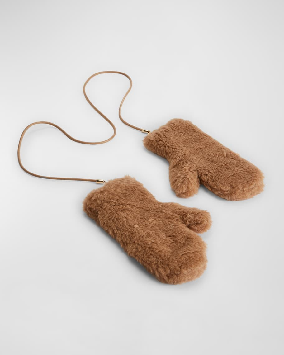 Max Mara Ombrato Teddy Mittens | Neiman Marcus