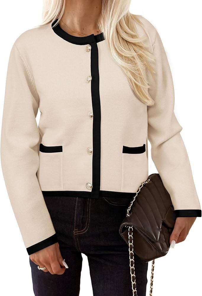 PRETTYGARDEN Women's Knit Cardigan Sweaters 2024 Fall Fashion Long Sleeve Button Down Shirts Tops... | Amazon (US)