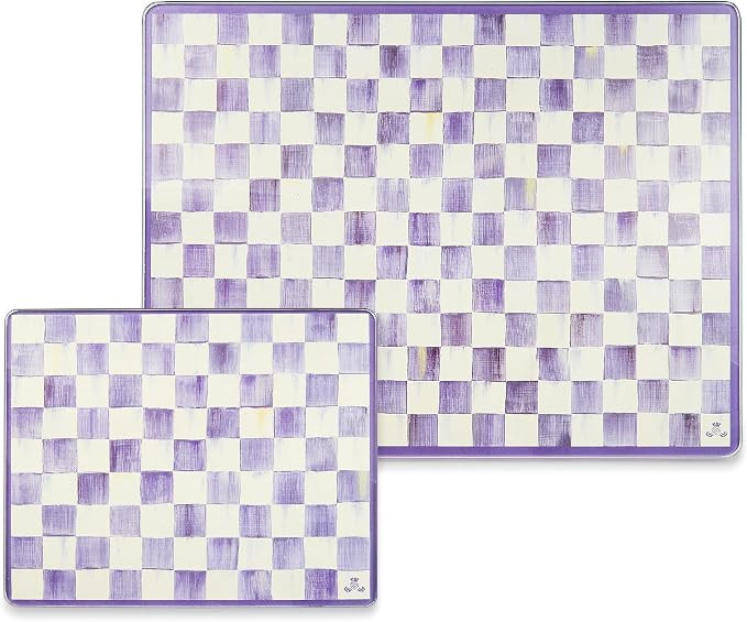 MACKENZIE-CHILDS Set of 2 Tempered Glass Cutting Boards, Countertop Cutting Boards, Purple-and-Wh... | Amazon (US)