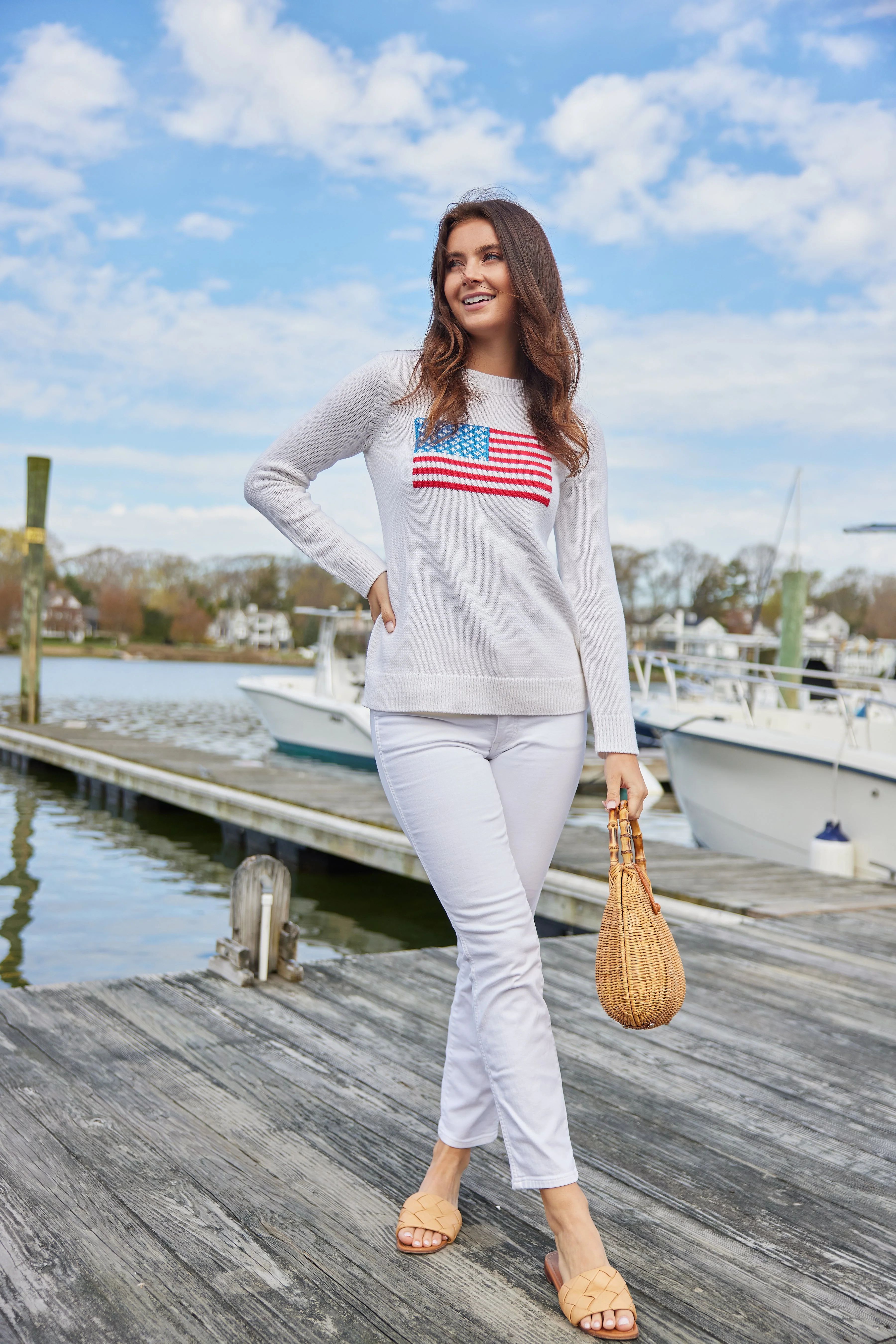 White Classic Flag Sweater | Sail to Sable