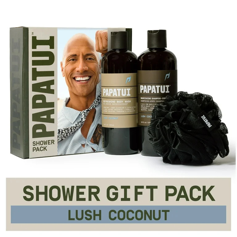 Papatui Holiday Gift Set - Men's Care Shower Pack, Lush Coconut Scent, 18 oz Shampoo Conditioner,... | Walmart (US)