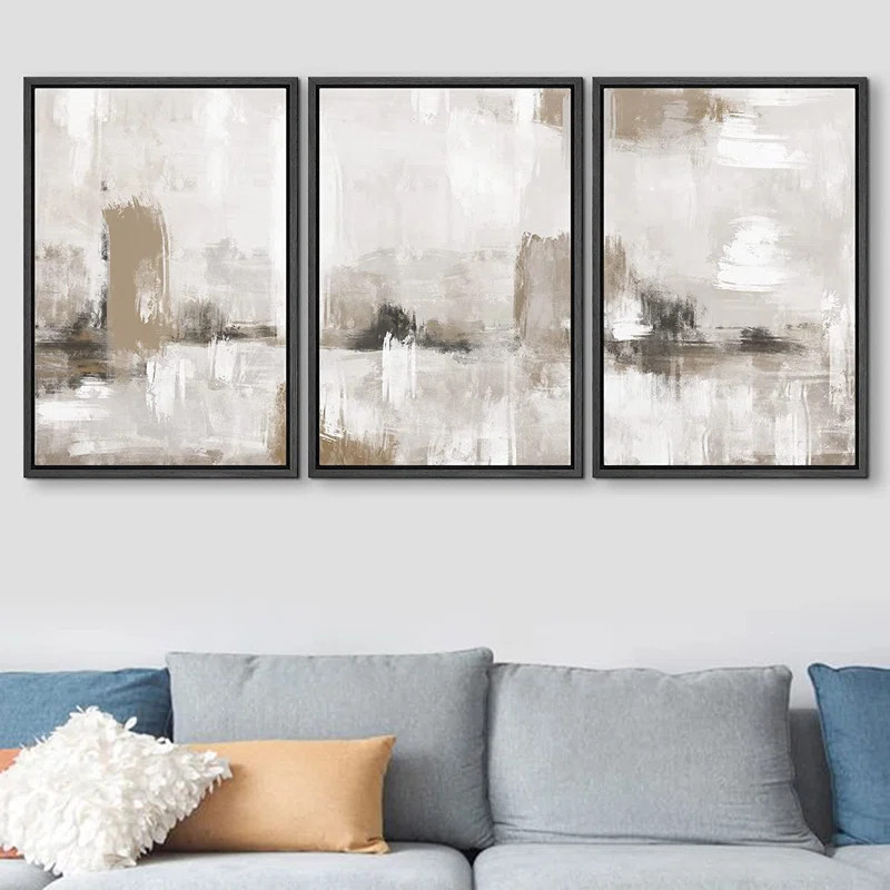 " Grunge Paint Stroke Collage Abstract Large Wall Art " 3 - Pieces on Canvas | Wayfair North America