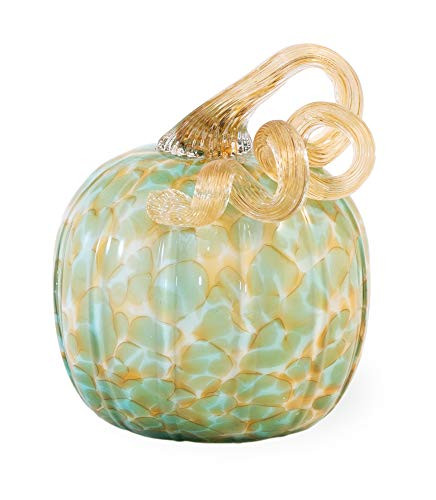 Boston International FEI19311 Decorative Glass Pumpkin Figurine, 4.5 x 5.5-Inches, Green and Gold | Amazon (US)