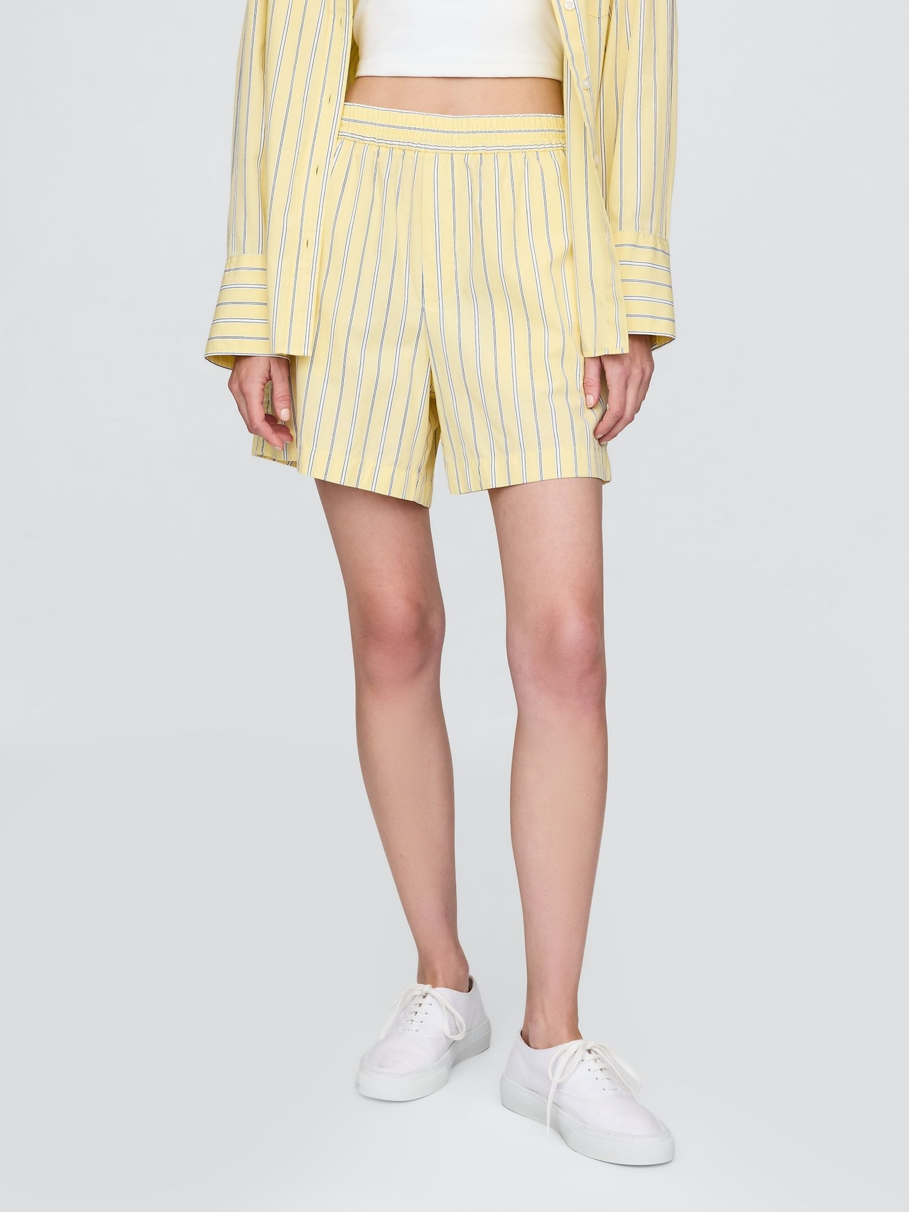Yellow Cotton Poplin Striped Shorts | Gap | GAP UK