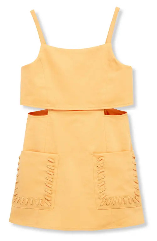 Habitual Kids Kids' Cutout Stretch Cotton Romper in Orange at Nordstrom, Size 14 | Nordstrom