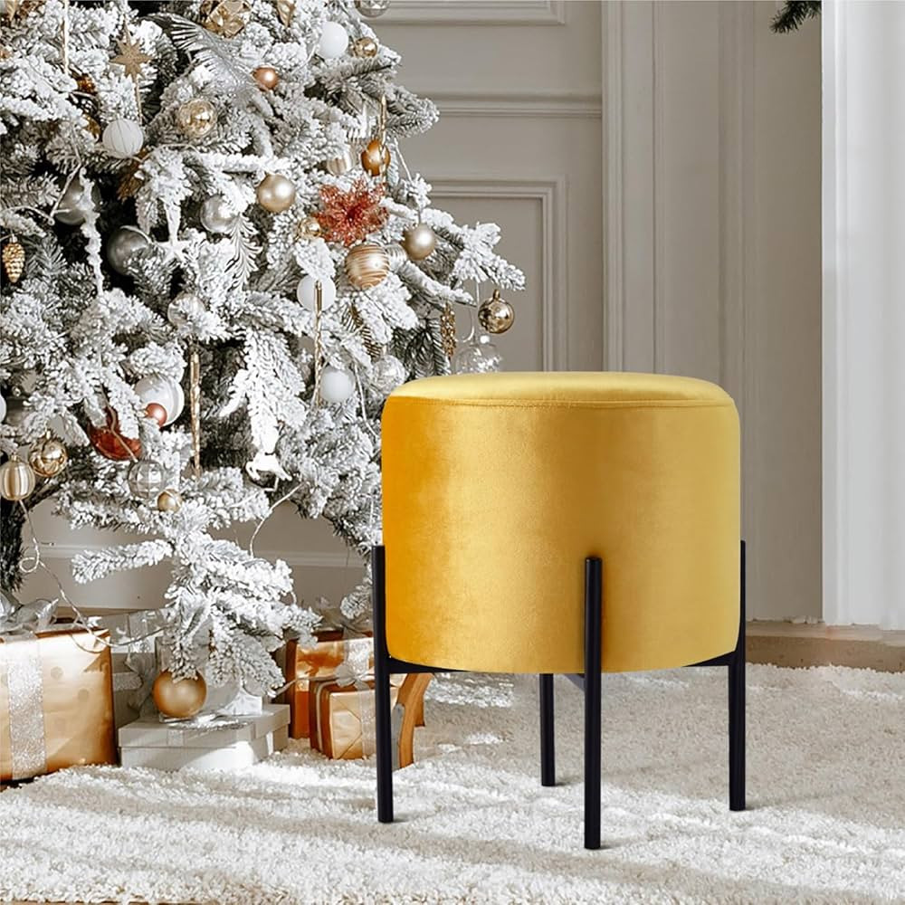 Multifunctional Vanity Stool Chair, Round Footrest Stool Ottoman with Metal Legs, Modern Decorati... | Amazon (US)