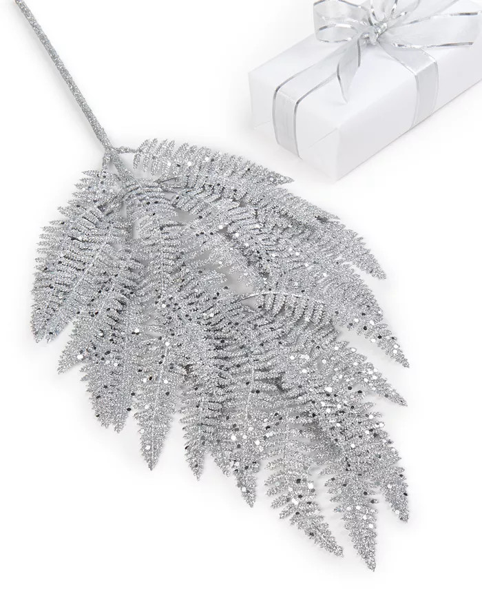 Plum Holiday Glittered Fern Pick, Created for Macy's | Macy's
