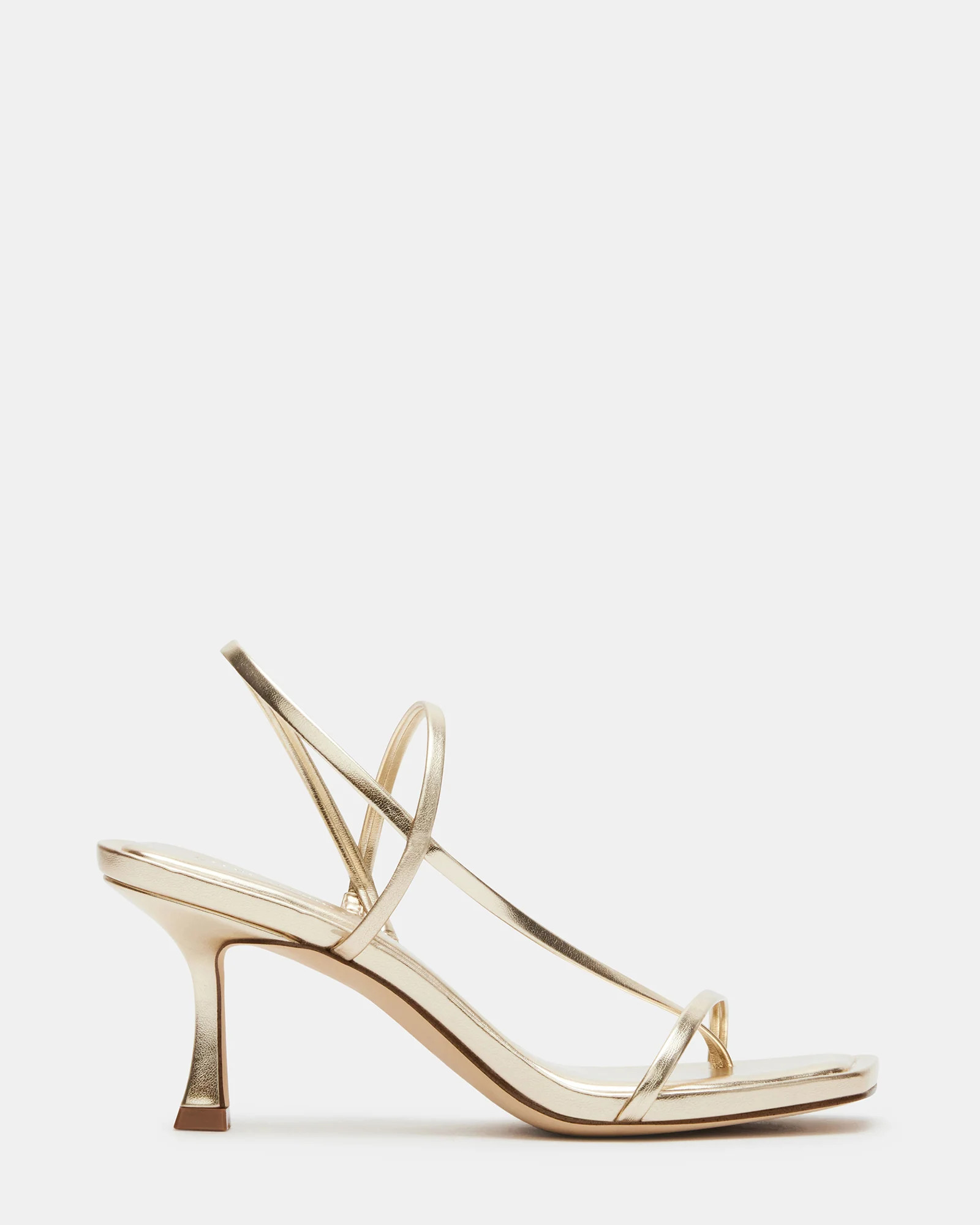 LOCKE Gold Dainty Strappy Square Toe Heel | Women's Designer Heels | Steve Madden (Canada)